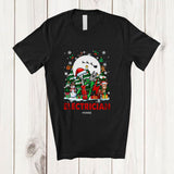 MacnyStore - Personalized Custom Name Electrician; Joyful Christmas Reindeer Snowman; Proud Jobs Family T-Shirt
