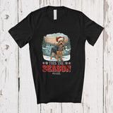 MacnyStore - Personalized Custom Name This The Season; Joyful Christmas Santa Yorkshire Terrier Hunting T-Shirt