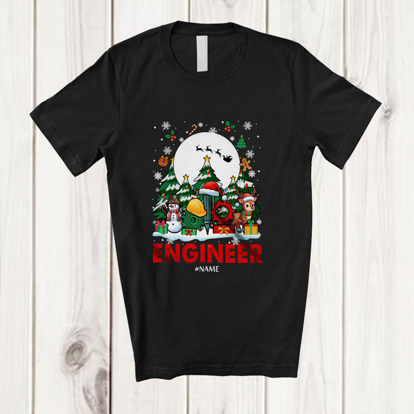 MacnyStore - Personalized Custom Name Engineer; Joyful Christmas Reindeer Snowman; Proud Jobs Family T-Shirt