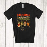 MacnyStore - Personalized Custom Name Christmas Squad; Humorous Santa Reindeer Snowman Fishing Fisher T-Shirt