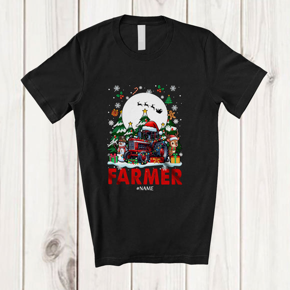 MacnyStore - Personalized Custom Name Farmer; Joyful Christmas Farmer Reindeer Snowman; Proud Jobs T-Shirt
