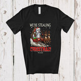 MacnyStore - Personalized Custom Name We're Stealing Christmas; Amusing Santa Wolf Feral Sleigh Reindeer T-Shirt