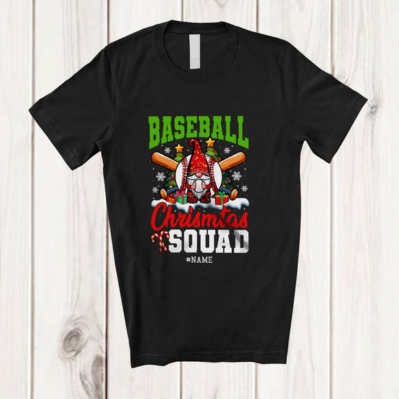 MacnyStore - Personalized Custom Name Baseball Christmas Squad; Awesome X-mas Tree Gnome Sport Player T-Shirt