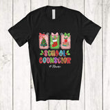 MacnyStore - Personalized Custom Name School Counselor Team; Lovely Christmas Sock Tree Collection; Family T-Shirt