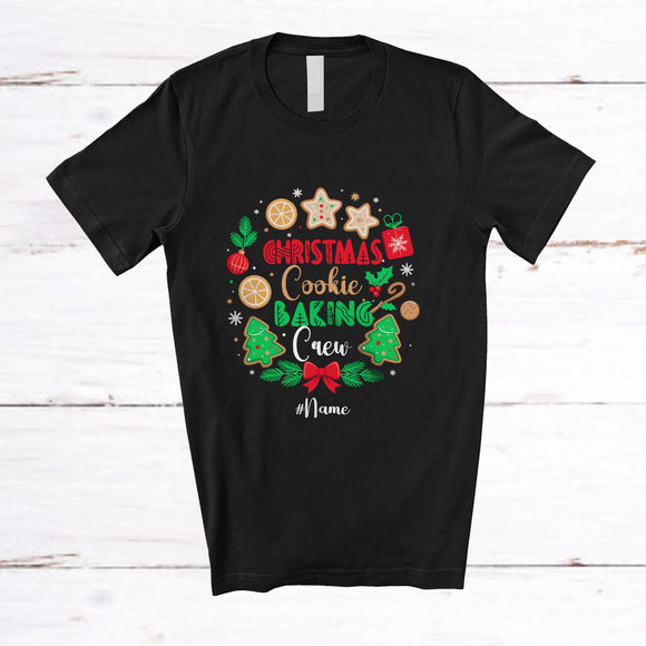 MacnyStore - Personalized Custom Name Christmas Cookie Baking Crew; Cheerful X-mas Cookies Baking Baker T-Shirt
