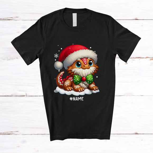 MacnyStore - Personalized Custom Name Santa Gingerbread Bearded Dragon; Amazing Christmas Snow Animal T-Shirt