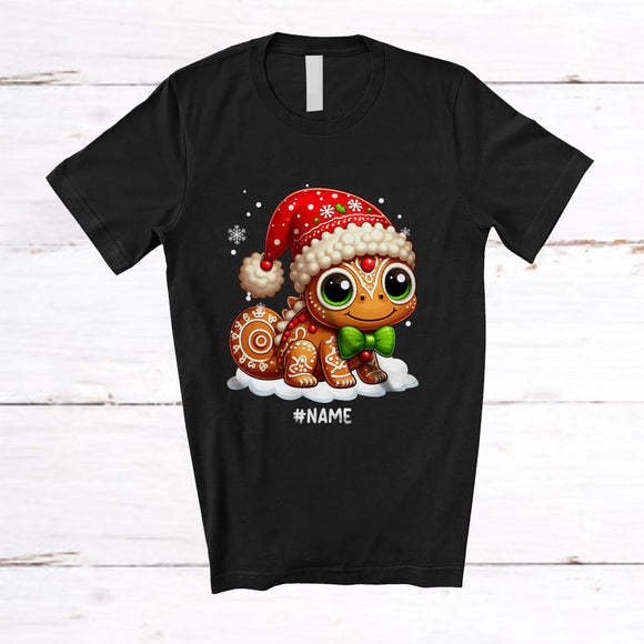 MacnyStore - Personalized Custom Name Santa Gingerbread Chameleon; Amazing Christmas Snow Animal Lover T-Shirt