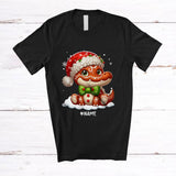 MacnyStore - Personalized Custom Name Santa Gingerbread Crocodile; Amazing Christmas Snowing Animal Lover T-Shirt