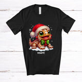 MacnyStore - Personalized Custom Name Santa Gingerbread Iguana; Amazing Christmas Snowing Animal Lover T-Shirt