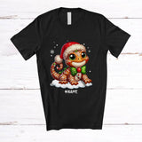 MacnyStore - Personalized Custom Name Santa Gingerbread Lizard; Amazing Christmas Snowing Animal Lover T-Shirt