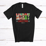 MacnyStore - Personalized Custom Name Merry Christmas; Joyful X-mas Snowman Santa Reindeer Elf; Family T-Shirt