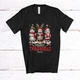 MacnyStore - Personalized Custom Name Merry Trashmas; Lovely Christmas Three Snowman Santa Opossum Trash T-Shirt