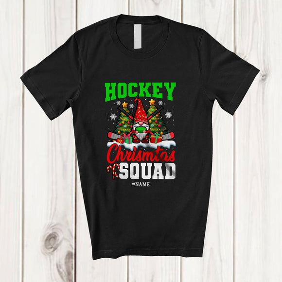 MacnyStore - Personalized Custom Name Hockey Christmas Squad; Awesome X-mas Tree Gnome Sport Player T-Shirt