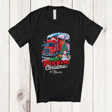MacnyStore - Personalized Custom Name Merry Trucking Christmas; Amazing Santa Truck Driver Trucker T-Shirt