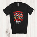 MacnyStore - Personalized Custom Name Powered By Christmas Spirit; Sarcastic X-mas Santa Bourbon Drinking T-Shirt