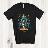 MacnyStore - Personalized Custom Name Seahorse Santa As Christmas Tree; Lovely X-mas Lights Family T-Shirt
