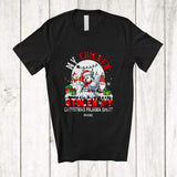 MacnyStore - Personalized Custom Name Chicken Stolen My Christmas Pajama Shirt; Joyful Moon Santa Gnome T-Shirt