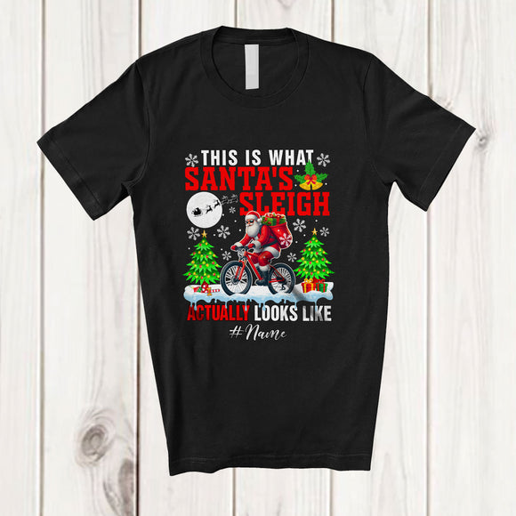 MacnyStore - Personalized Custom Name What Santa's Sleigh Look Like; Joyful Christmas Bicycle Riding Biker T-Shirt