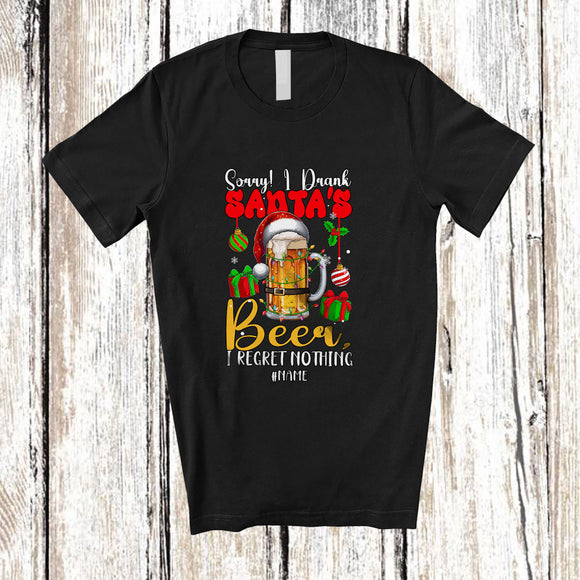 MacnyStore - Personalized Custom Name Sorry I Drank Santa's Beer; Humorous Christmas Naughty Drinking T-Shirt