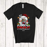MacnyStore - Personalized Custom Name Corgi Stolen My Christmas Pajama Shirt; Joyful Moon Santa Gnome T-Shirt