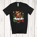 MacnyStore - Personalized Custom Name Feliz Navidad; Cheerful Christmas Mexican Dabbing Santa; Family T-Shirt