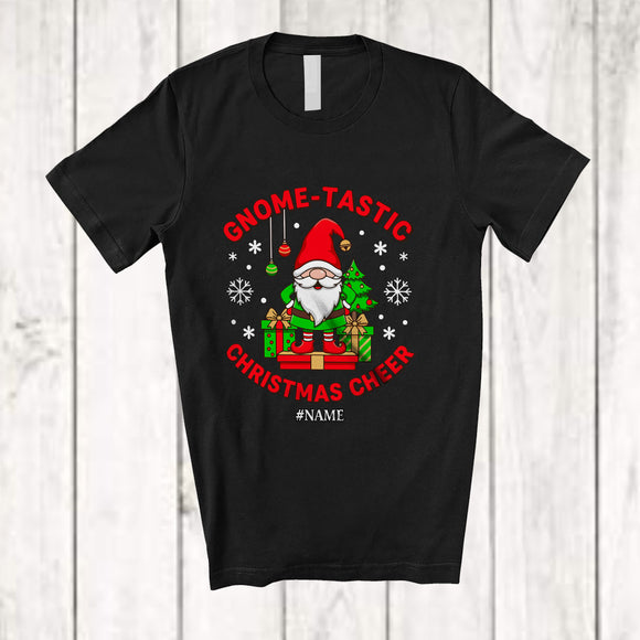 MacnyStore - Personalized Custom Name Gnome-Tastic Christmas Cheer; Joyful X-mas Tree Gnome Gnomies T-Shirt