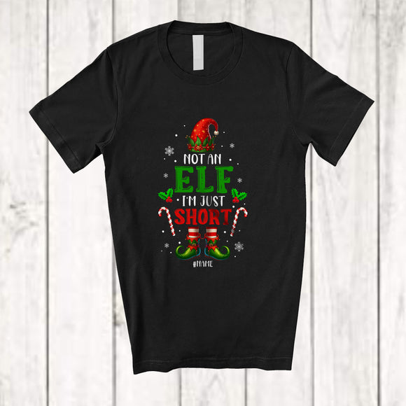 MacnyStore - Personalized Custom Name I'm Not An Elf I'm Just Short; Humorous Christmas Elf Snow; Family T-Shirt