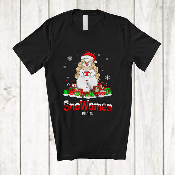 MacnyStore - Personalized Custom Name SnoWomen; Lovely Christmas Santa Women Girl Snowman; Family T-Shirt