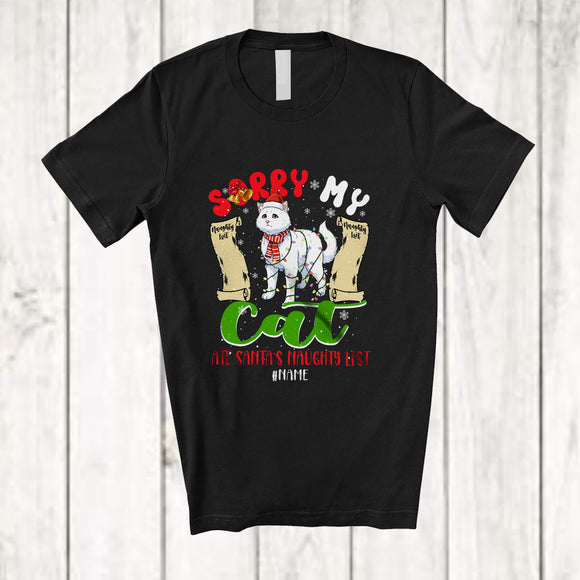 MacnyStore - Personalized Custom Name Sorry My Cat Ate Santa's Naughty List; Lovely Christmas Lights Family T-Shirt