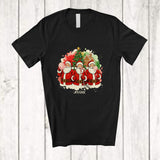 MacnyStore - Personalized Custom Name Three Santa Bobble Candy Canes; Colorful Christmas Tree Family T-Shirt