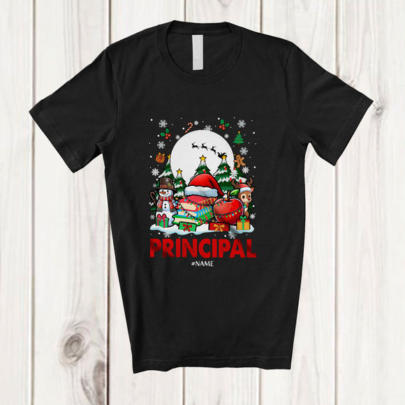 MacnyStore - Personalized Custom Name Principal; Joyful Christmas Reindeer Snowman; Proud Jobs Family T-Shirt