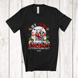 MacnyStore - Personalized Custom Name Cow Stolen My Christmas Pajama Shirt; Joyful Moon Santa Gnome T-Shirt