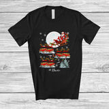 MacnyStore - Personalized Custom Name Santa Sleigh Pontoon Boat Reindeer; Amazing Christmas Moon Family T-Shirt