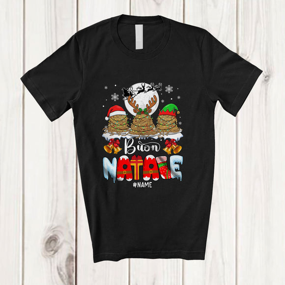 MacnyStore - Personalized Custom Name Buon Natale; Lovely Christmas Lights Three Spaghety; Italian Family T-Shirt