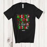 MacnyStore - Personalized Custom Name Merry Christmas Yes It's My Birthday; Lovely X-mas Lights Family T-Shirt