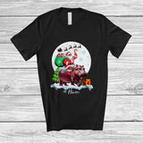 MacnyStore - Personalized Custom Name Santa Riding Hippo; Lovely Christmas Moon Wild Animal; Family T-Shirt