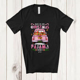 MacnyStore - Personalized Custom Name This Is My Christmas Pajama Shirt; Lovely Pink Pickup Truck Family T-Shirt