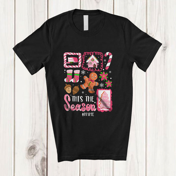 MacnyStore - Personalized Custom Name This The Season; Lovely Christmas Pink Collection; Women Girl Family T-Shirt