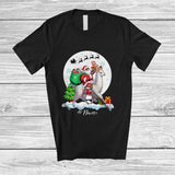 MacnyStore - Personalized Custom Name Santa Riding Llama; Lovely Christmas Moon Wild Animal; Family T-Shirt