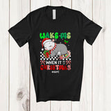 MacnyStore - Personalized Custom Name Wake Me When It's Christmas; Lovely Santa Opossum Sleepy Animal T-Shirt