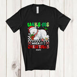 MacnyStore - Personalized Custom Name Wake Me When It's Christmas; Lovely Santa Polar Bear Sleepy Animal T-Shirt
