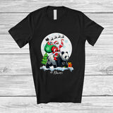 MacnyStore - Personalized Custom Name Santa Riding Panda; Lovely Christmas Moon Wild Animal; Family T-Shirt