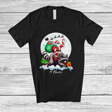 MacnyStore - Personalized Custom Name Santa Riding Raccoon; Lovely Christmas Moon Wild Animal; Family T-Shirt
