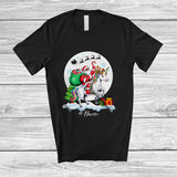 MacnyStore - Personalized Custom Name Santa Riding Unicorn; Lovely Christmas Moon Unicorn Lover; Family T-Shirt