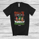 MacnyStore - Personalized Custom Name Chillin' With My Gnomies; Fantastic Christmas Snow Three Gnomes T-Shirt