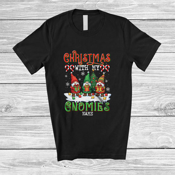 MacnyStore - Personalized Custom Name Christmas With My Gnomies; Fantastic Christmas Snow Three Gnomes T-Shirt