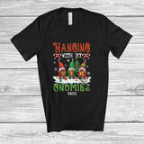 MacnyStore - Personalized Custom Name Hanging With My Gnomies; Fantastic Christmas Snow Three Gnomes T-Shirt