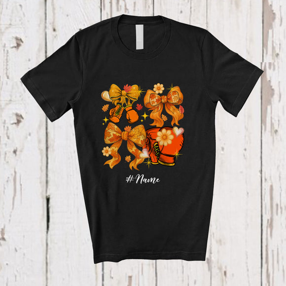 MacnyStore - Personalized Custom Name Boxing Thanksgiving Coquette; Lovely Bow Tie Flowers; Sport Player T-Shirt