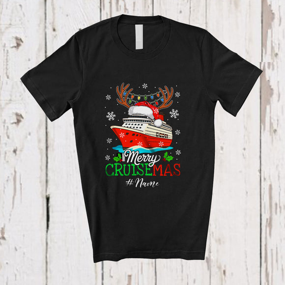 MacnyStore - Personalized Custom Name Merry Cruisemas; Awesome eChristmas Cruise Ship Reindeer X-mas Lights T-Shirt