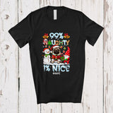 MacnyStore - Personalized Custom Name 99% Naughty 1% Nice; Humorous Christmas Snow Santa Pug T-Shirt